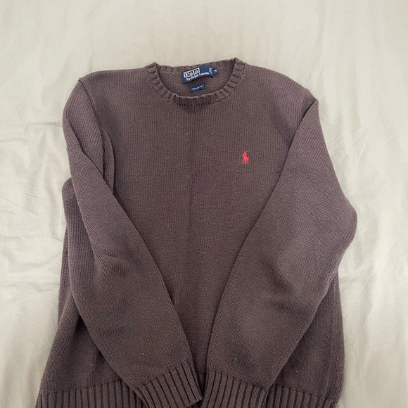 Polo Ralph Lauren Other - Polo by Ralph Lauren Brown Crewneck Sweater with Red Pony